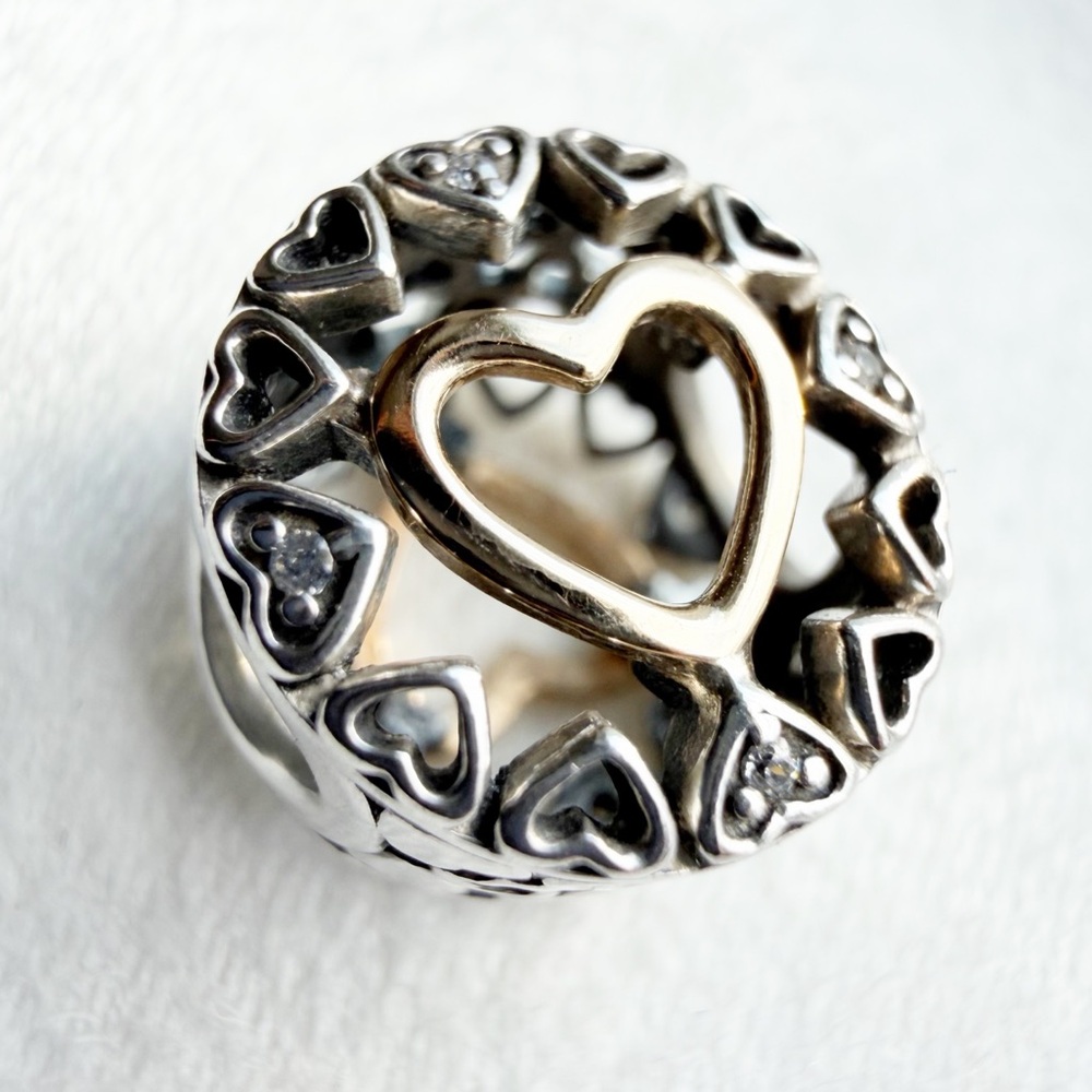 14k and Sterling Silver PANDORA Openwork Loving Circle Charm